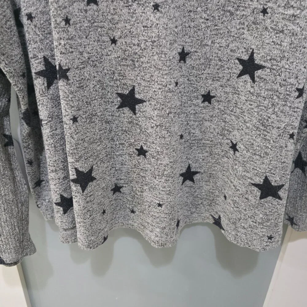 Buffalo David Bitton XXL Star Print Sweater Top Cozy Knit Batwing Sleeve Gray - Picture 7 of 9